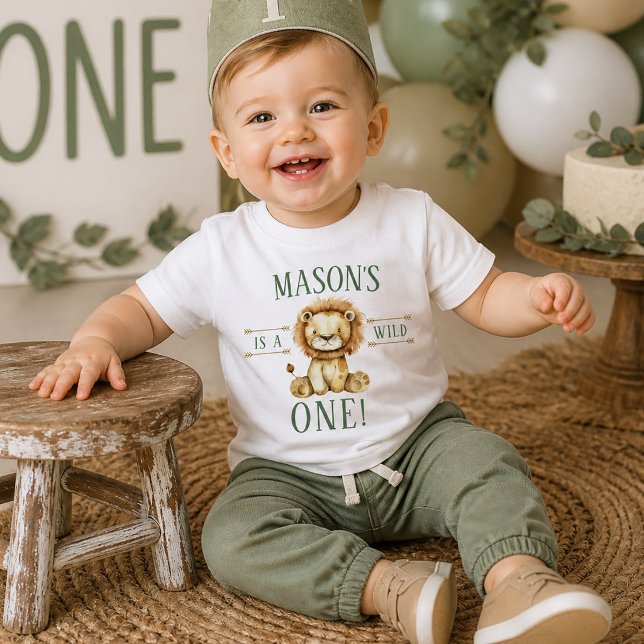 Camiseta De Bebé Boho León Primer Cumpleaños Salvaje (Boho Lion First Birthday Wild One Baby T-Shirt)
