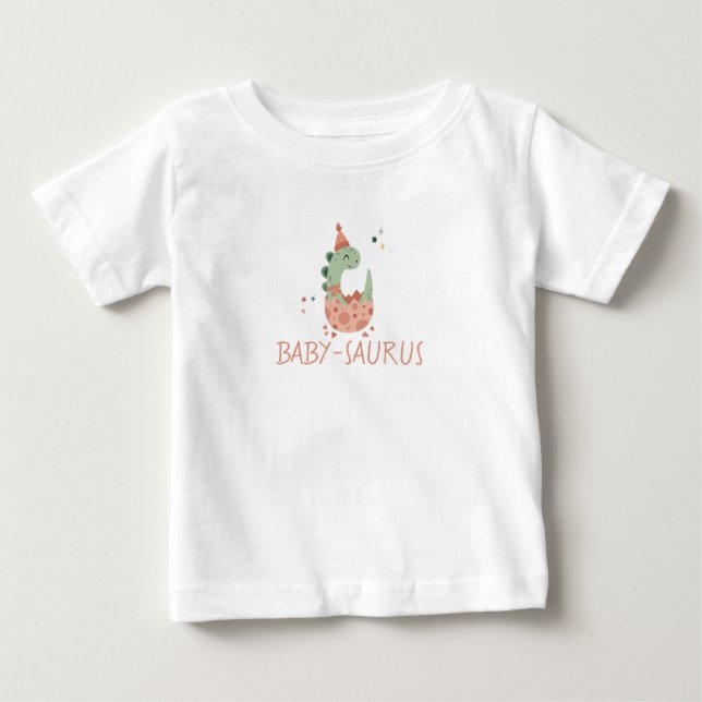 Camiseta De Bebé BOHO Nombre personalizado Dino verde Familia coinc (Anverso)