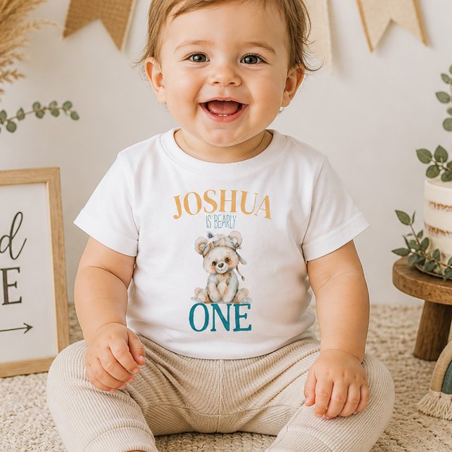 Camiseta De Bebé Boho Oso Apenas Uno Primer Cumpleaños (Boho Bearly One First Birthday Toddler T-shirt)
