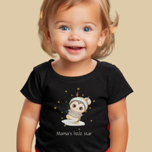 Camiseta De Bebé Boho Pingüino De Invierno Con Estrellas Y Niño De