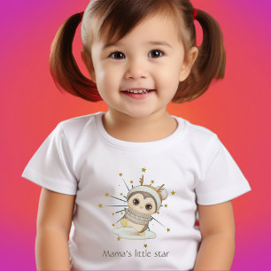 Camiseta De Bebé Boho Pingüino De Invierno Con Estrellas Y Texto