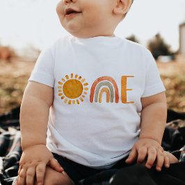 Camiseta De Bebé Boho único color de agua primer cumpleaños