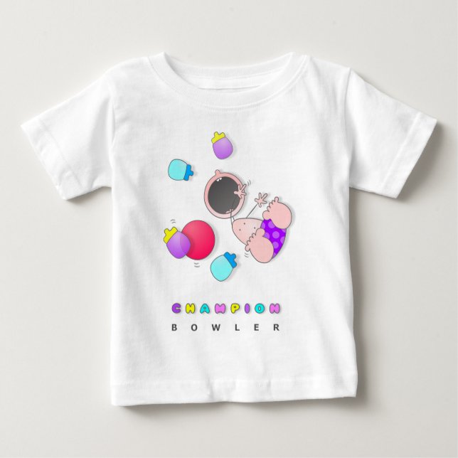 Camiseta De Bebé Bolos divertidos que ruedan del dibujo animado (Anverso)