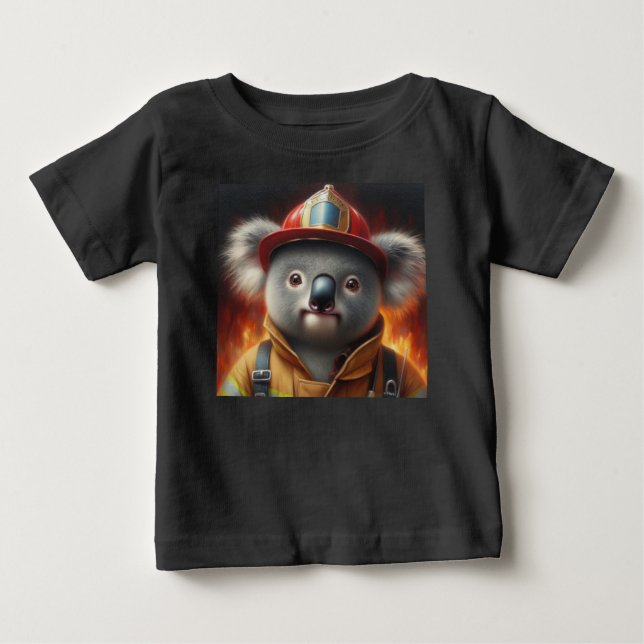 Camiseta De Bebé Bombero de Koala (Anverso)