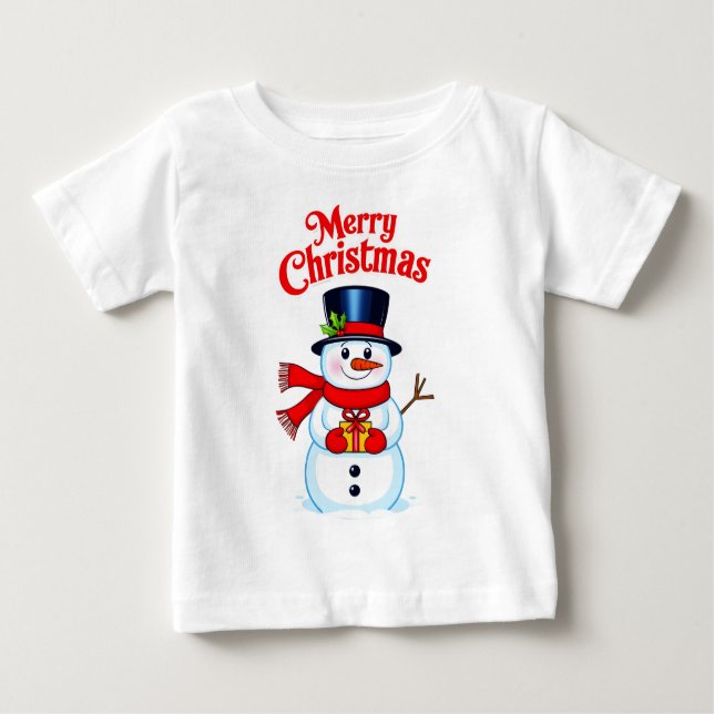 Camiseta De Bebé Bonhomme de neige chapeau haut-de-forme noël (Anverso)