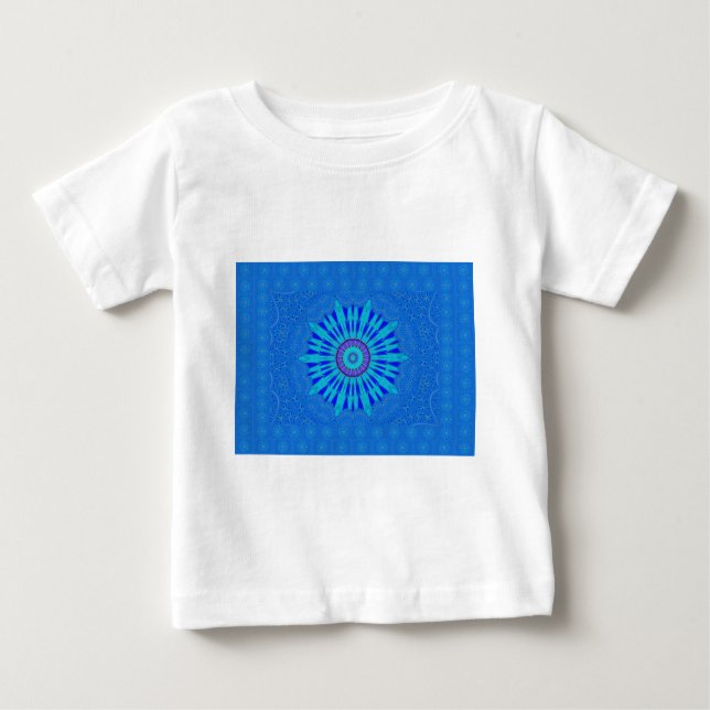 Camiseta De Bebé Bonita impresión de arte de Mandala azul real (Anverso)