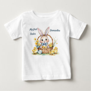Camiseta De Bebé Bonito conejo de Pascua y chicles. Primera Pascua.