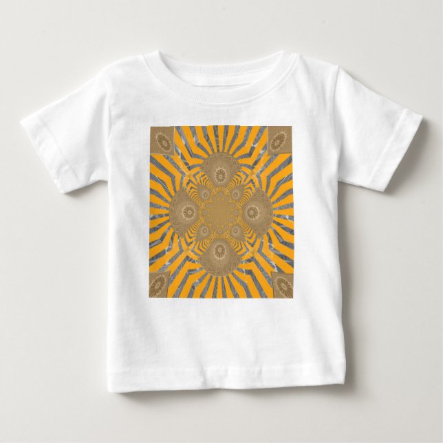 Camiseta De Bebé Bonito diseño de arte de chevron amarillo redondo  (Anverso)
