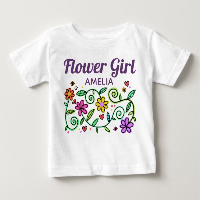 Camiseta De Bebé Bonito dulce Flor Arte Flower Personalizado Chica (Anverso)