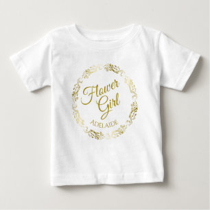 Camiseta De Bebé Bonito Flower Girl Gold Filigree Boda Toddler