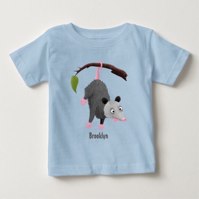 Camiseta De Bebé Bonito opossum colgando de un personalizado de suc (Anverso)