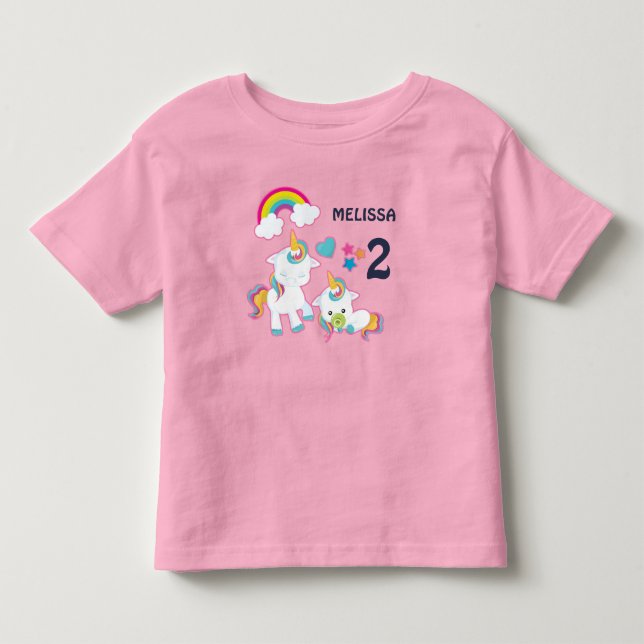 Camiseta De Bebé Bonito unicornio blanco mágico cumpleaños mamá y b (Anverso)