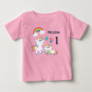 Camiseta De Bebé Bonito unicornio blanco mágico cumpleaños mamá y b