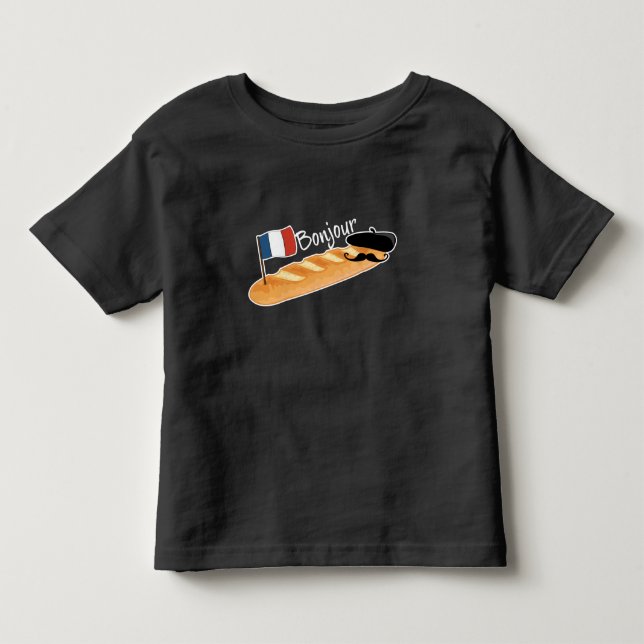 Camiseta De Bebé Bonjour Baguette - Comida francesa divertida (Anverso)