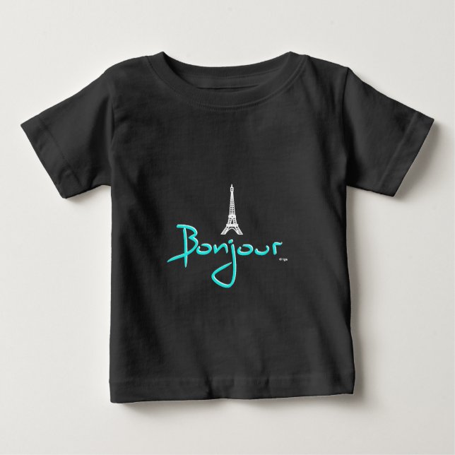 Camiseta De Bebé Bonjour (Hola) París (Anverso)