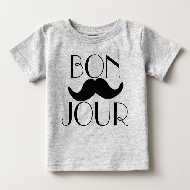 Camiseta De Bebé BONJOUR Mustache (Anverso)