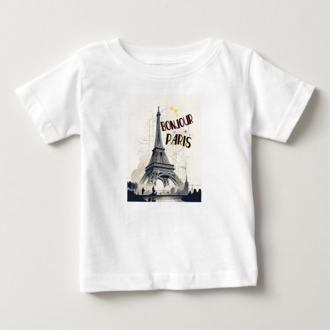 Camiseta De Bebé Bonjour Skyline Marathon Paris (Anverso)