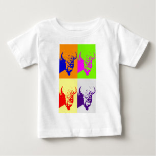 Camiseta De Bebé Bono de búfalo de arte pop de 4 colores
