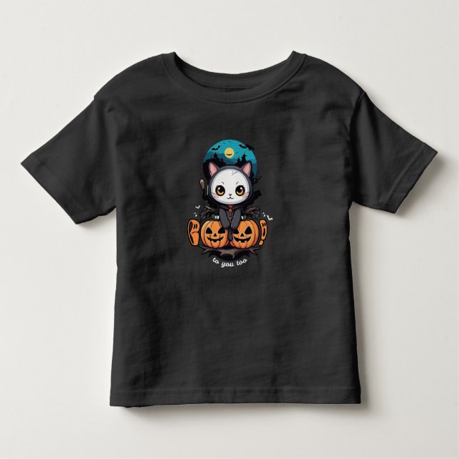 Camiseta De Bebé Boo a ti también | Alas y calabaza de gatos (Anverso)