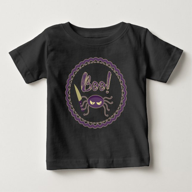 Camiseta De Bebé ¡Boo! Araña de Halloween (Anverso)