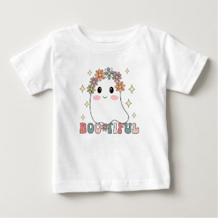 Camiseta De Bebé Boo de flor suave Halloween Pun Bootiful