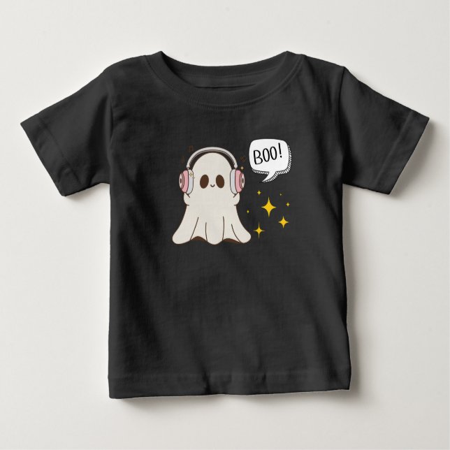 Camiseta De Bebé Boo Ghost Musical Halloween (Anverso)