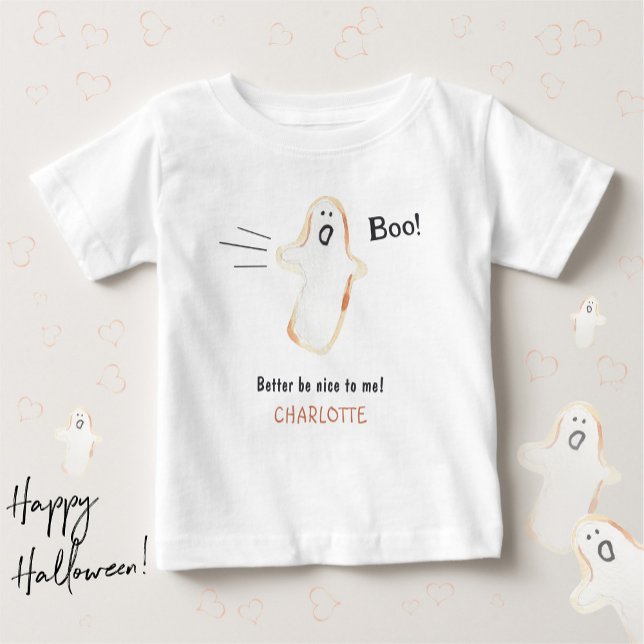 Camiseta De Bebé ¡Boo! Halloween fantasma (BOO! Ghost Cute Handdrawn Halloween Baby T-Shirt ©Susanne Sachers - Sunny Mind Design)