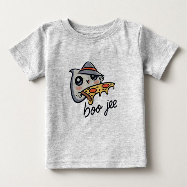 Camiseta De Bebé Boo Jee comiendo pizza (Anverso)