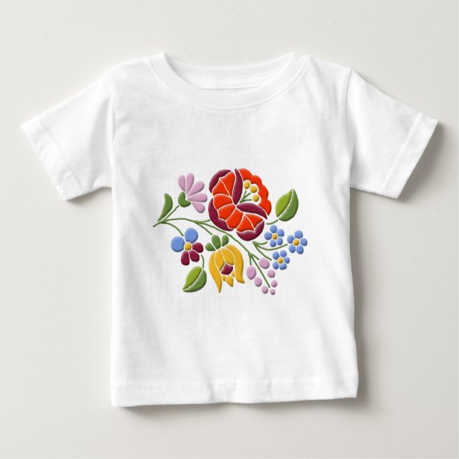 Camiseta De Bebé Bordado de Kalocsa - Arte folclórico húngaro (Anverso)