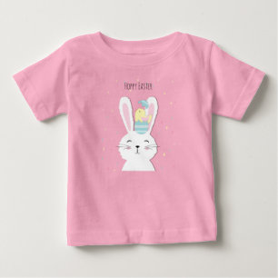 Camiseta De Bebé Borde rosa del conejito de Pascua