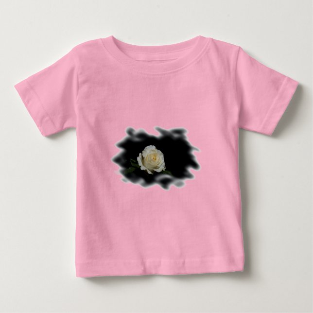 Camiseta De Bebé Bordes quemados de rosa blanca (Anverso)