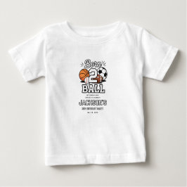 Camiseta De Bebé Born 2 Ball Sports Themed Boy 2nd Birthday Party
