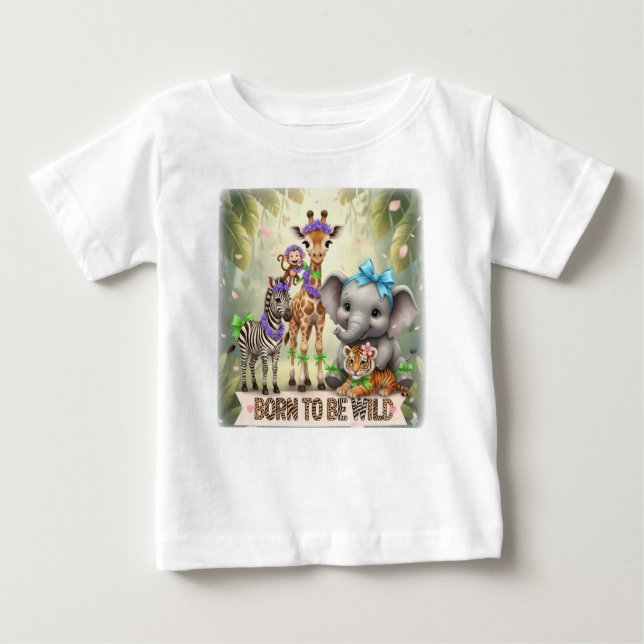 Camiseta De Bebé Born to Be Wild - Jungle  babies - (Anverso)