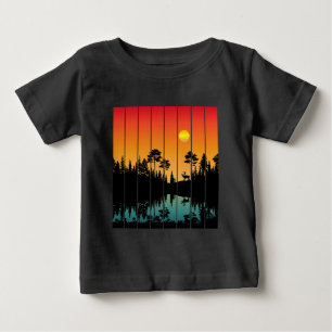 Camiseta De Bebé Bosque al amanecer con puesta de sol vintage
