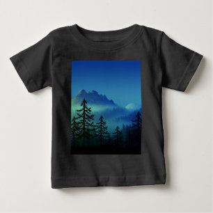 CAMISETA DE BEBÉ BOSQUE TRANQUILO DE MEDIA NOCHE EN LA MONTAÑA