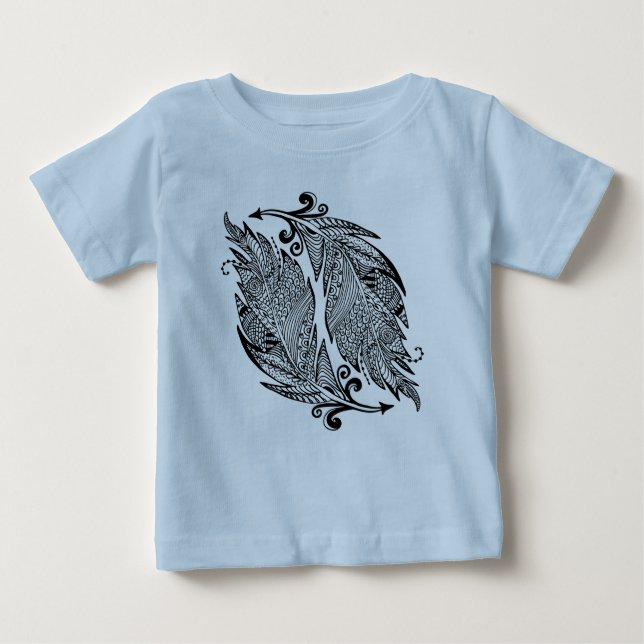 Camiseta De Bebé Bosquejo inspirado de plumas (Anverso)