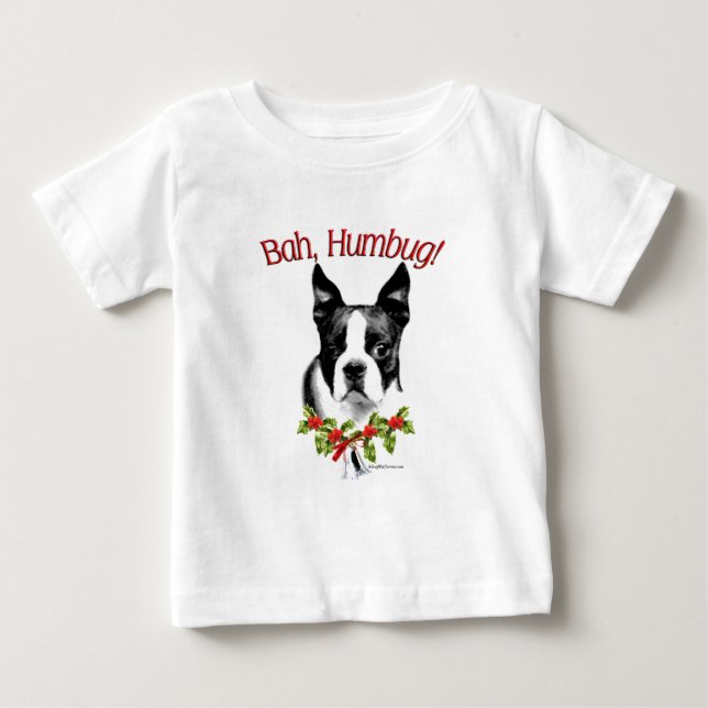 Camiseta De Bebé Boston Terrier Bah Humbug (Anverso)