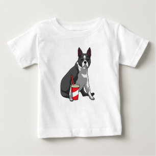 Camiseta De Bebé Boston Terrier con bebida