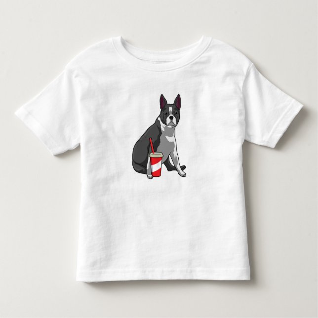 Camiseta De Bebé Boston Terrier con bebida (Anverso)