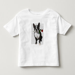 Camiseta De Bebé Boston Terrier con Rosa en boca