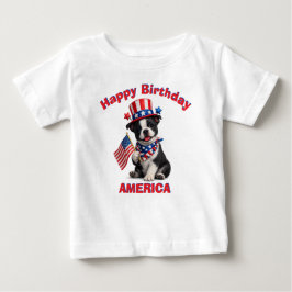 Camiseta De Bebé Boston Terrier Puppy (2b) Patriotic Kid T-Shirt