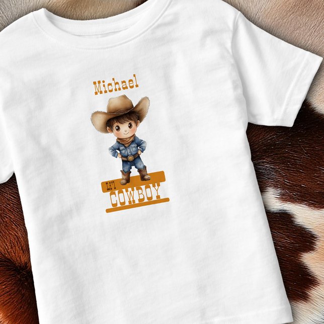 Camiseta De Bebé Botas de vaquero de sombrero grande Li'l Cowboy El (Li'l Cowboy Big Hat Boots Western Your Childs Name Toddler T-shirt - Personalize it for your child.)