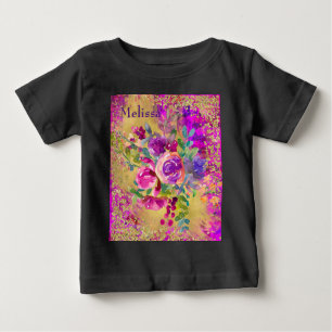 Camiseta De Bebé Bouquet de flores acuáticas sobre rosa personaliza