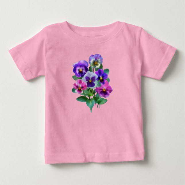 Camiseta De Bebé Bouquet de flores pansy violetas (Anverso)