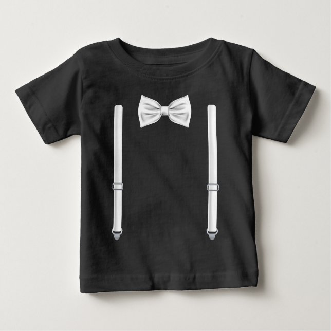 Camiseta De Bebé Bow Tie Con Suspendedores - Bowtie Para Bodas (Anverso)