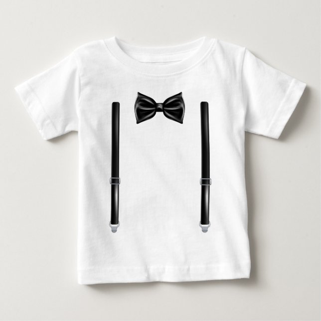 Camiseta De Bebé Bow Tie Con Suspendedores - Bowtie Para Bodas (Anverso)