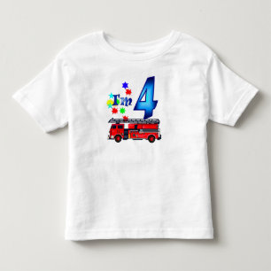 Camiseta De Bebé Boy 4.º bombero de cumpleaños