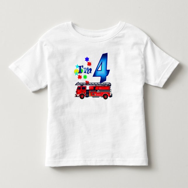 Camiseta De Bebé Boy 4.º bombero de cumpleaños (Anverso)