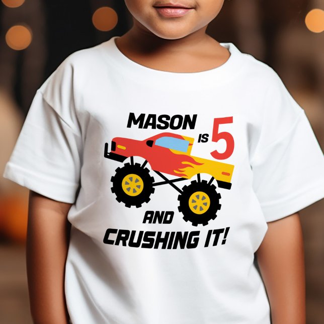 Camiseta De Bebé Boy 5 Monstruo de cumpleaños personalizado (Subido por el creador)