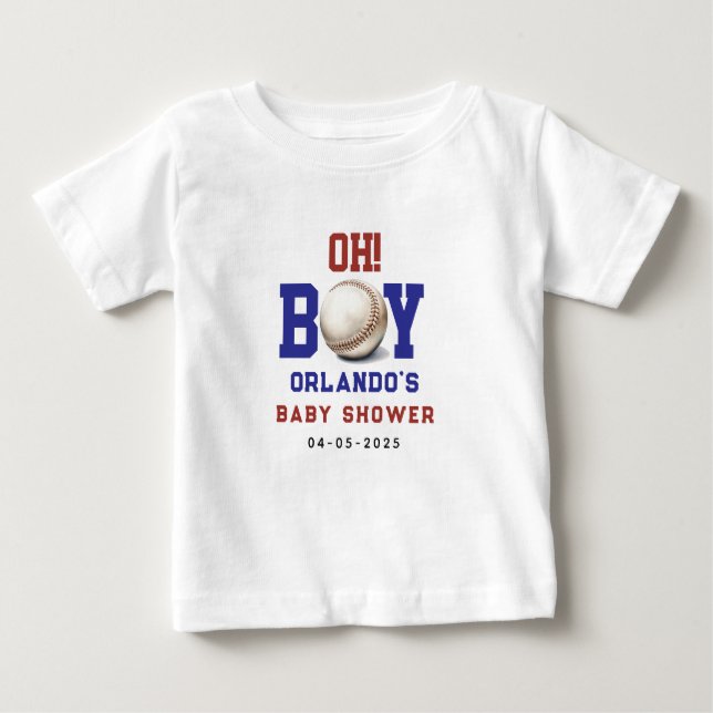 Camiseta De Bebé Boy Baseball Baby Shower | Cute Sports Party (Anverso)